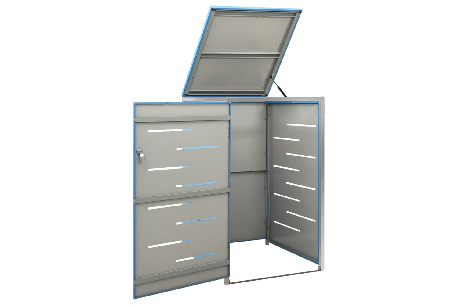 vidaXL Single Wheelie Bin Shed 69x77.5x112.5cm Stainless Steel-2