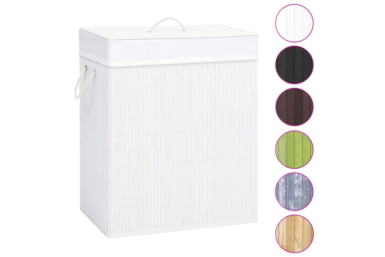 Vidaxl 320752 Bamboo Laundry Basket White 83 L-2