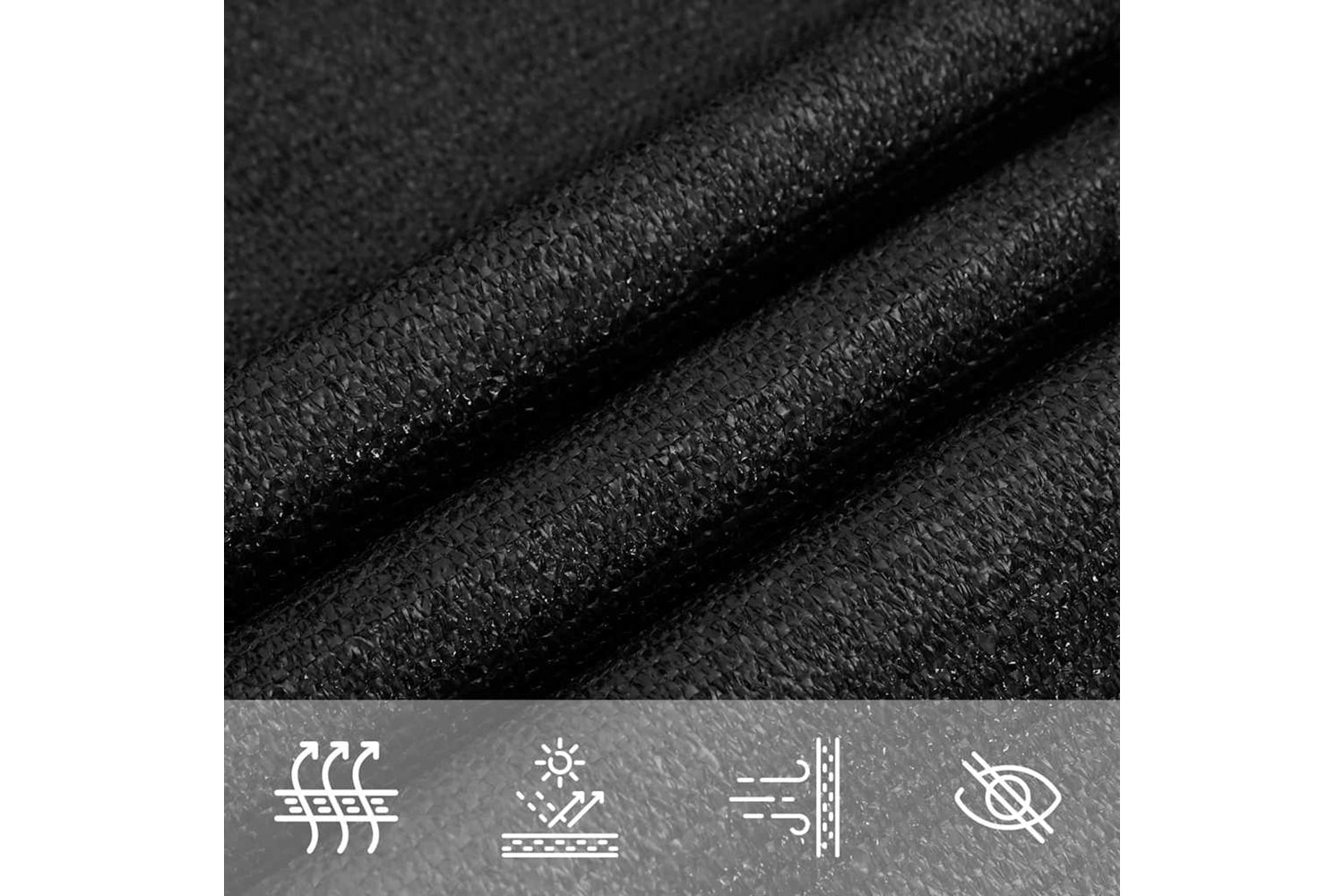 vidaXL 311755 Sunshade Sail 160 G/mÂ² Black 4.5x4.5x4.5 M Hdpe-6