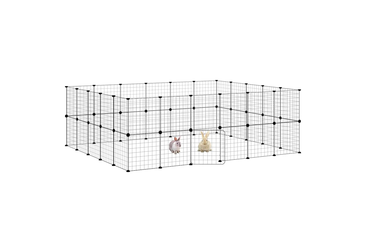 vidaXL 3114040 44-panel Pet Cage With Door Black 35x35cm Steel-2