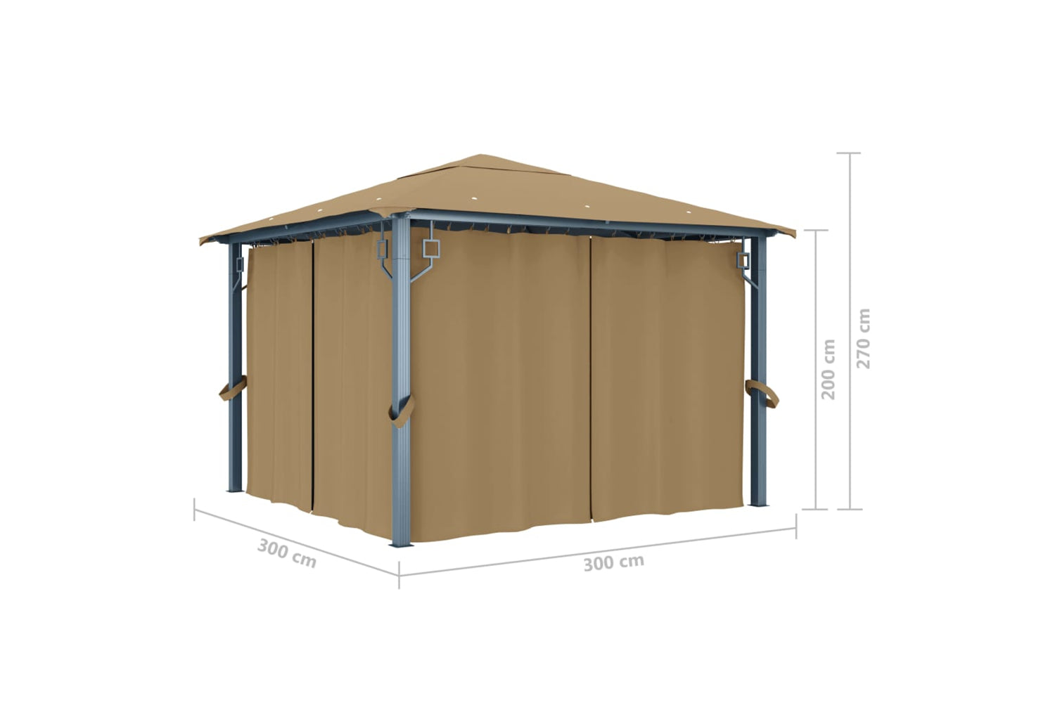 vidaXL 313893 Gazebo With Curtain 300x300cm Taupe Aluminium-8