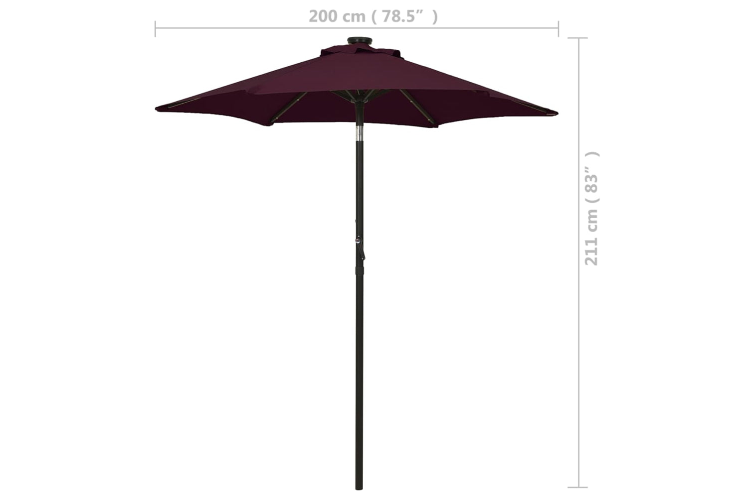 Vidaxl 313561 Parasol With Led Lights Bordeaux Red 200x211 Cm Aluminium-9