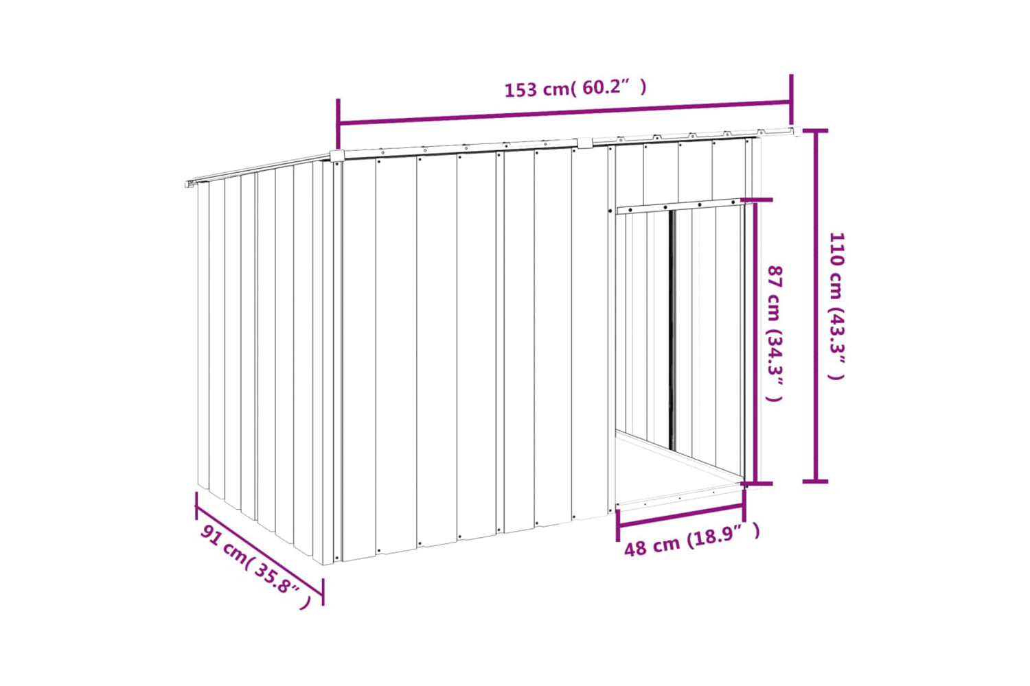 vidaXL 172572 Dog House With Roof Anthracite 153x91x110cm Galvanised Steel-7