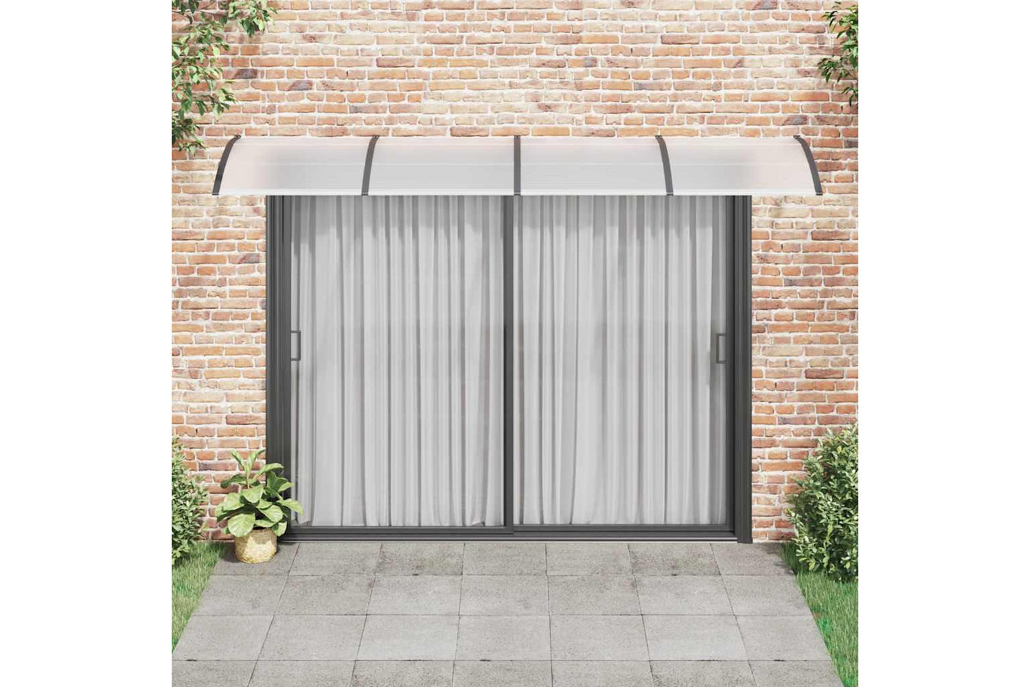 vidaXL Door Canopy Black 350x100cm Polycarbonate-2