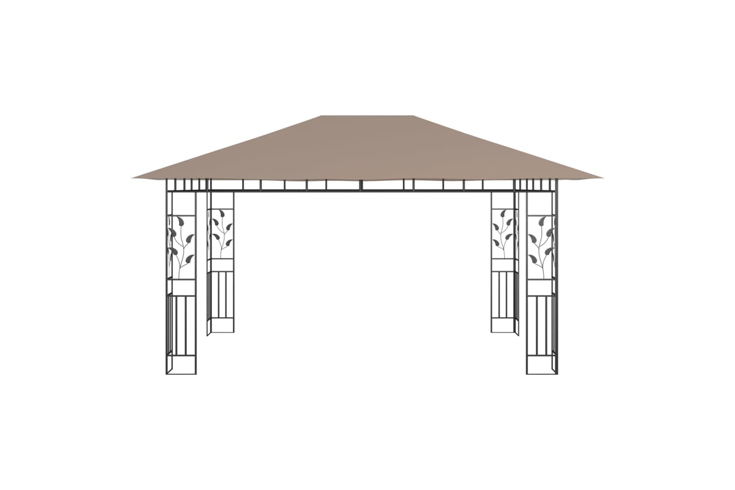 Vidaxl 3070319 Gazebo With Mosquito Net&led String Lights 4x3x2.73 M Taupe-5