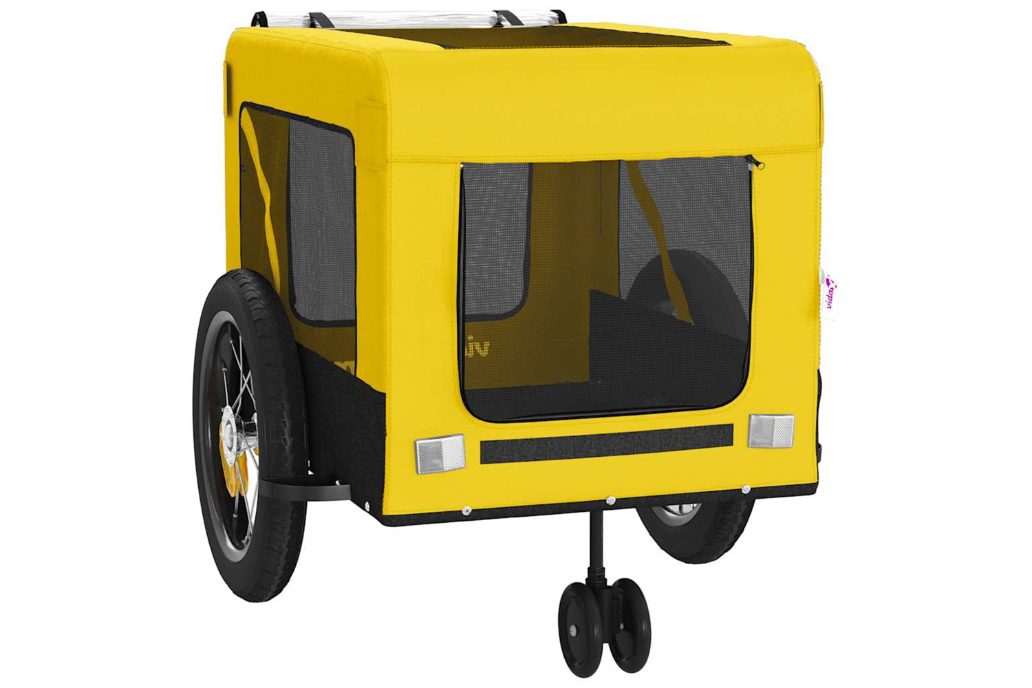 Vidaxl 93945 Pet Bike Trailer Yellow And Black Oxford Fabric And Iron-5