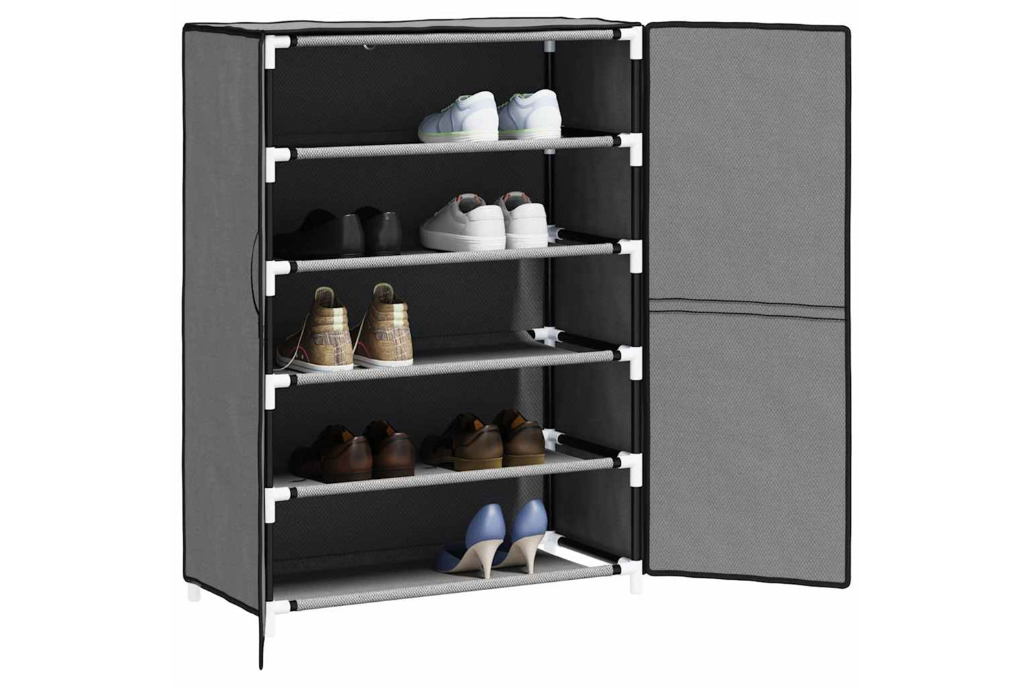 vidaXL 337262 Shoe Cabinet Grey 60x28x90cm Fabric-2