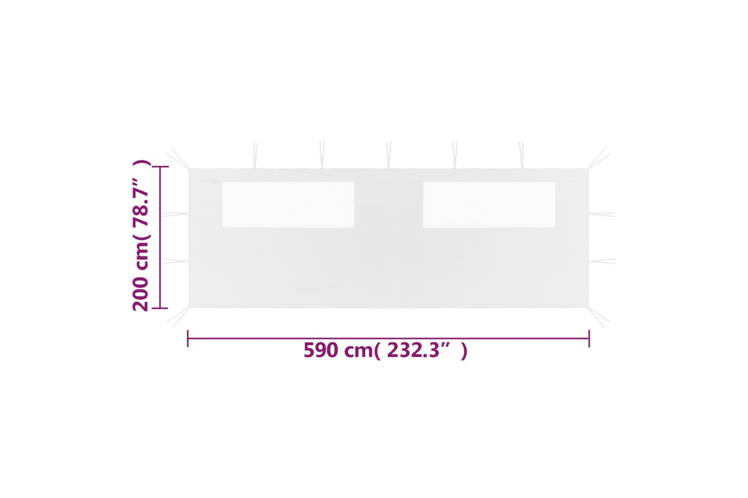 Vidaxl 3070416 Gazebo Sidewall With Windows 6x2 M White-4
