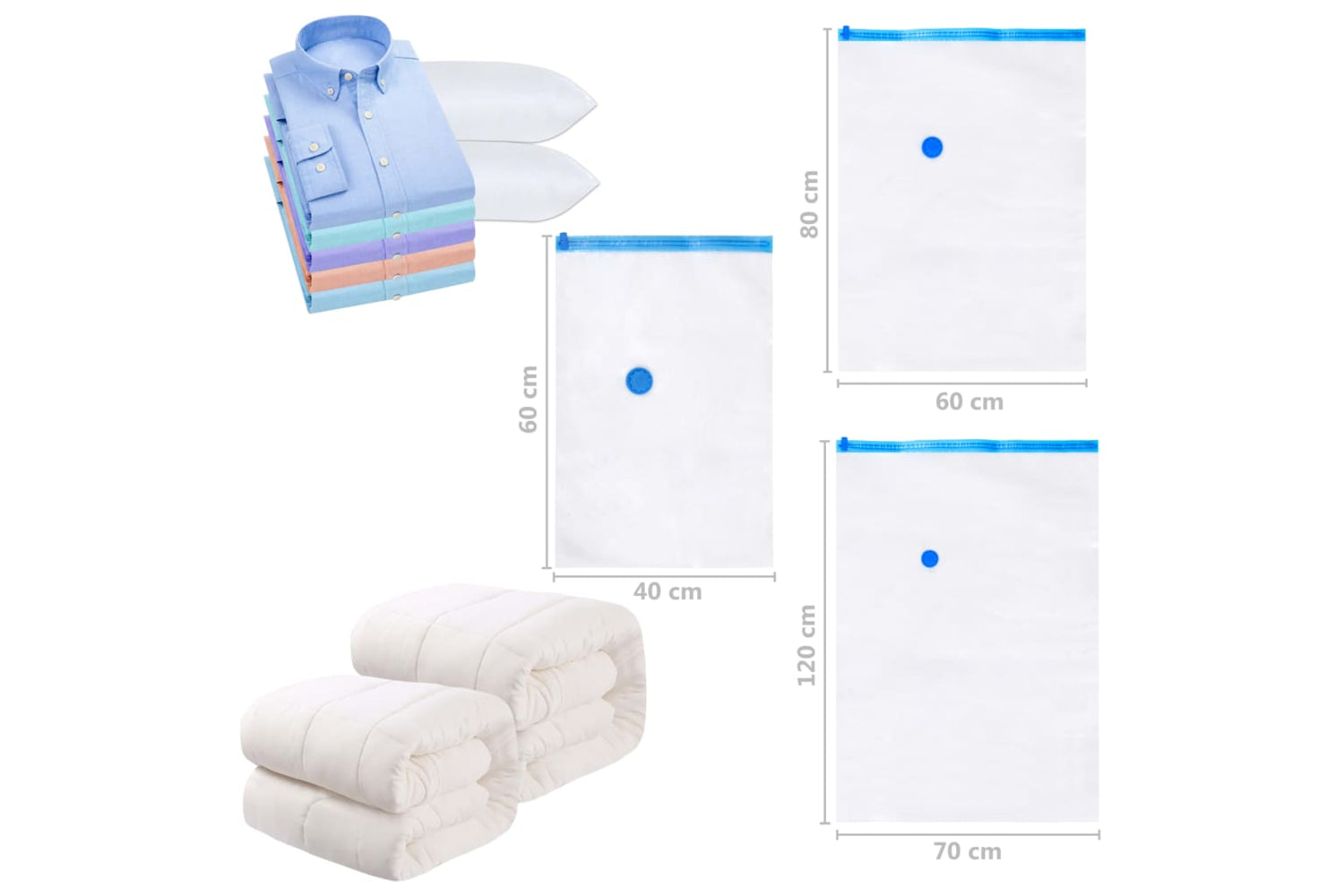 vidaXL 51335 Vacuum Travel Storage Bags Clothing Bags 120x70cm 10 Pcs-6