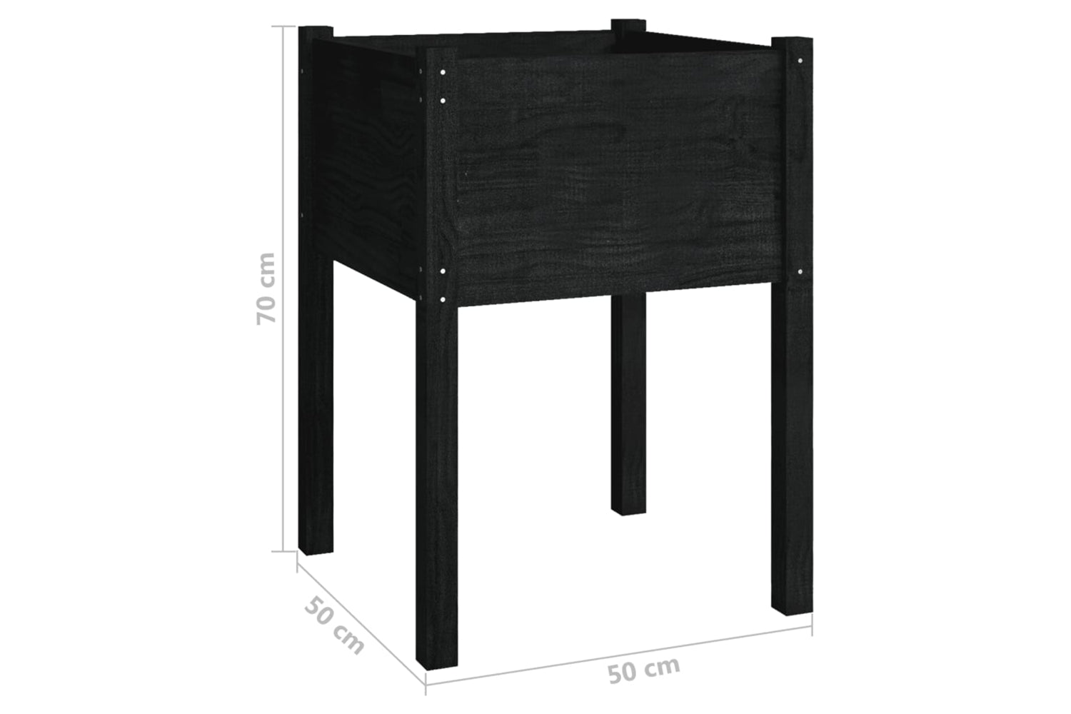 vidaXL 810807 Garden Planter Black 50x50x70cm Solid Pinewood-6