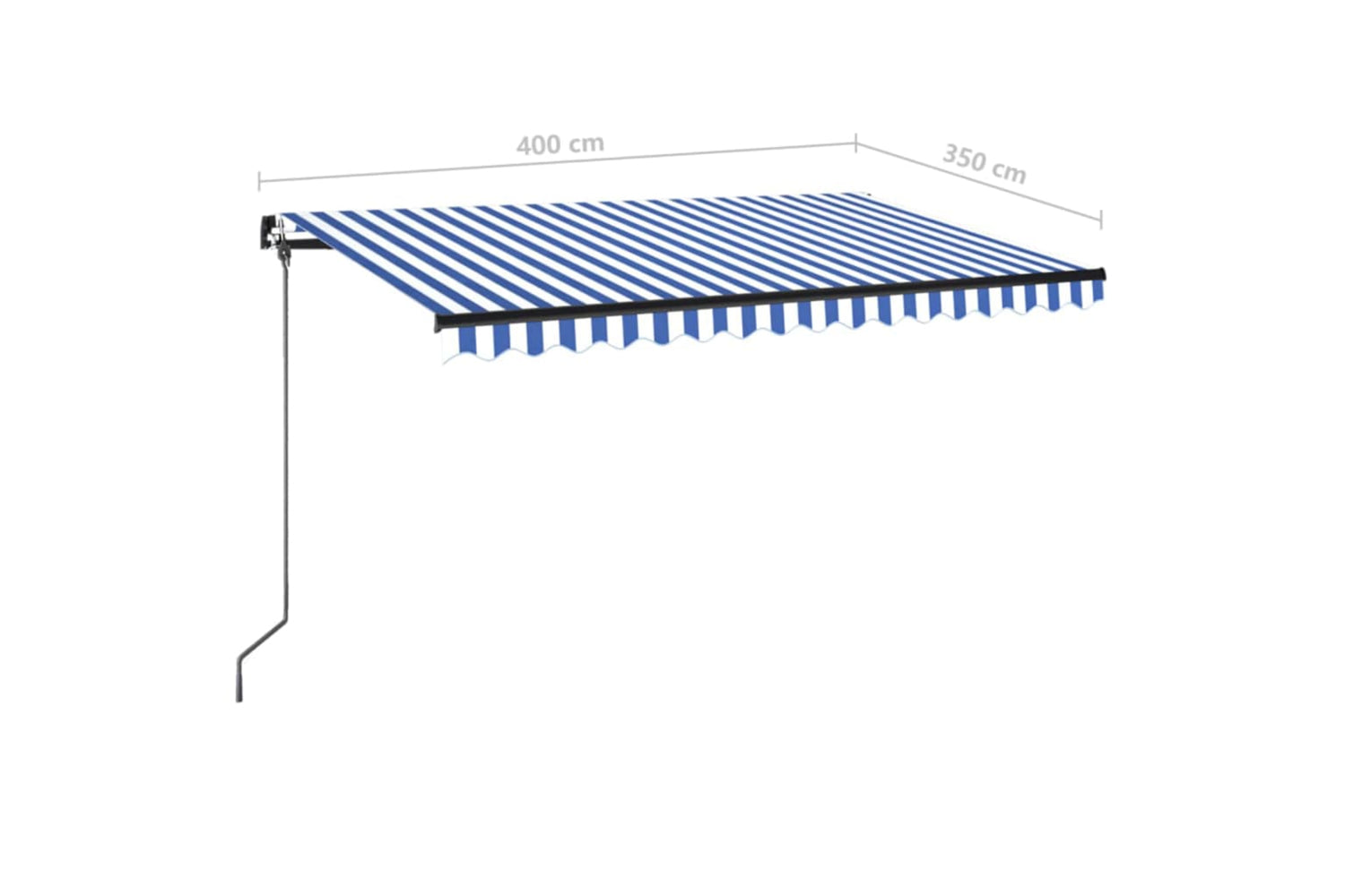 vidaXL 3069181 Manual Retractable Awning With Led 400x350cm Blue And White-6