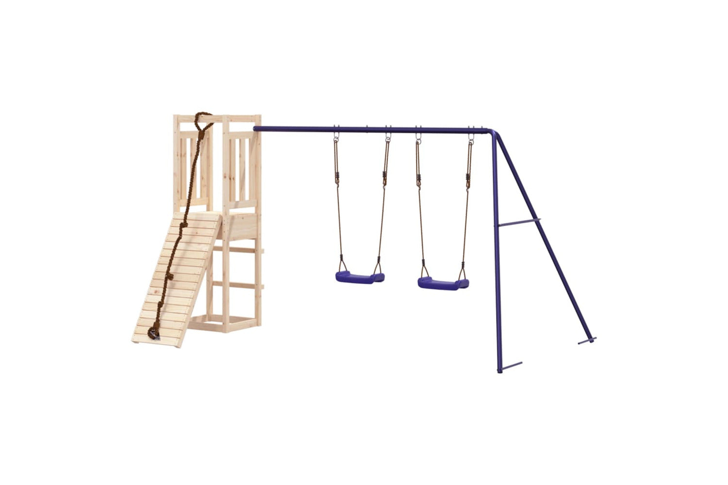 Vidaxl 3155951 Playhouse With Climbing Wall Swings Solid Wood Pine-3