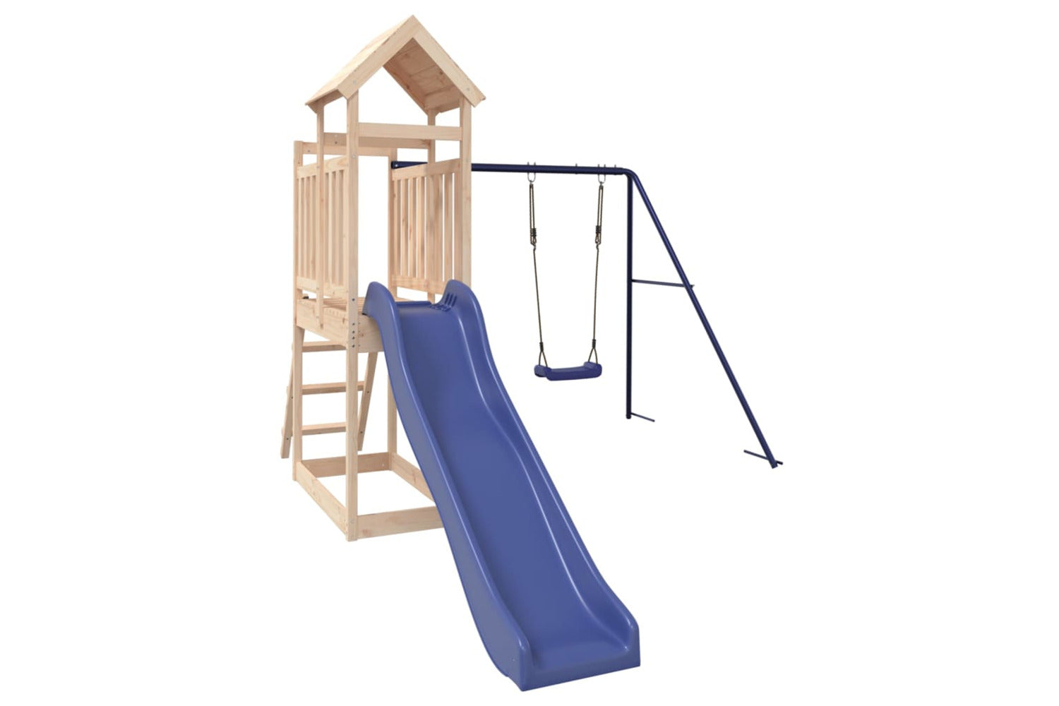 Vidaxl 3155876 Playhouse With Slide Swing Solid Wood Pine-3