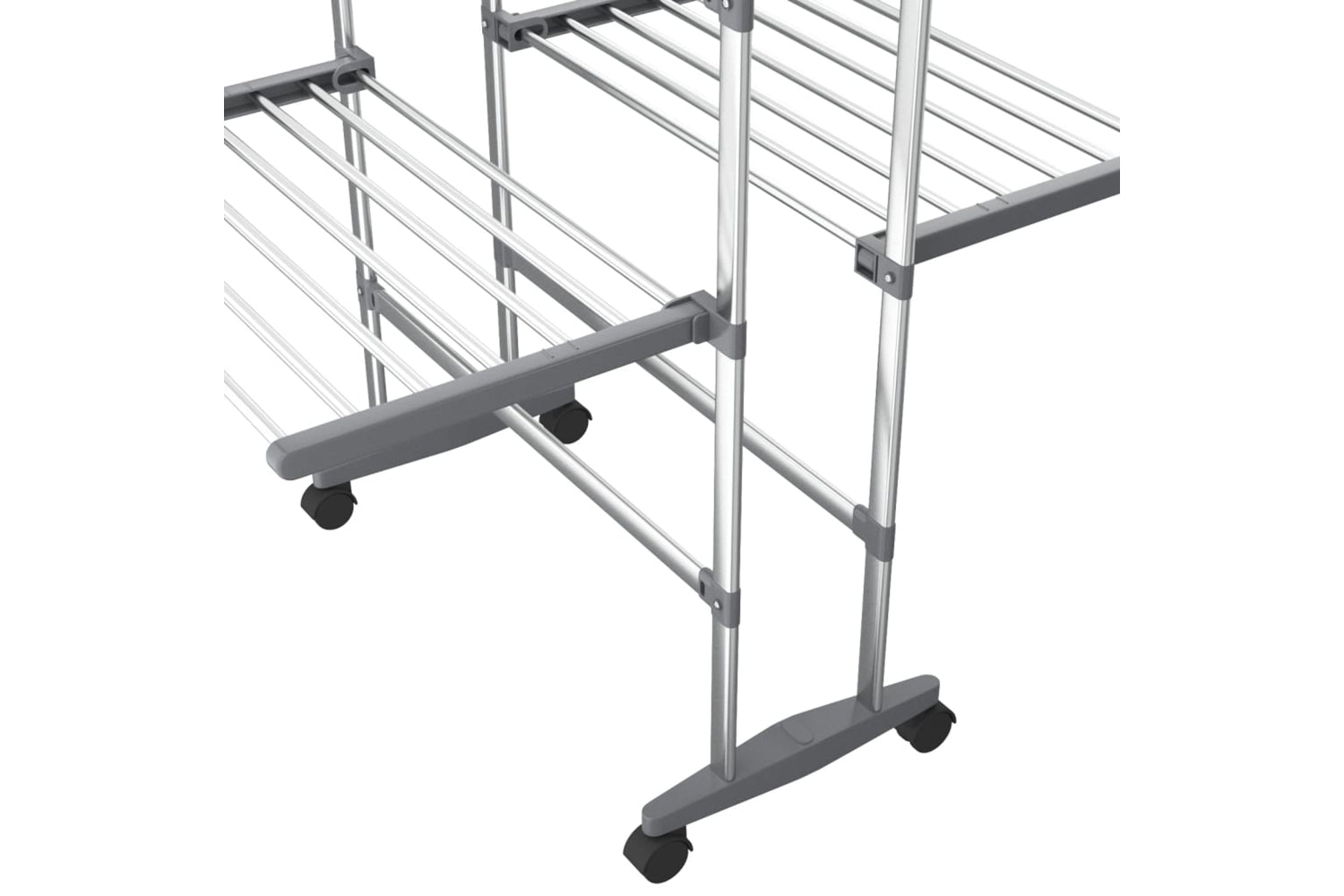 vidaXL 344377 2-tier Laundry Drying Rack With Wheels Silver 60x70x106cm-5