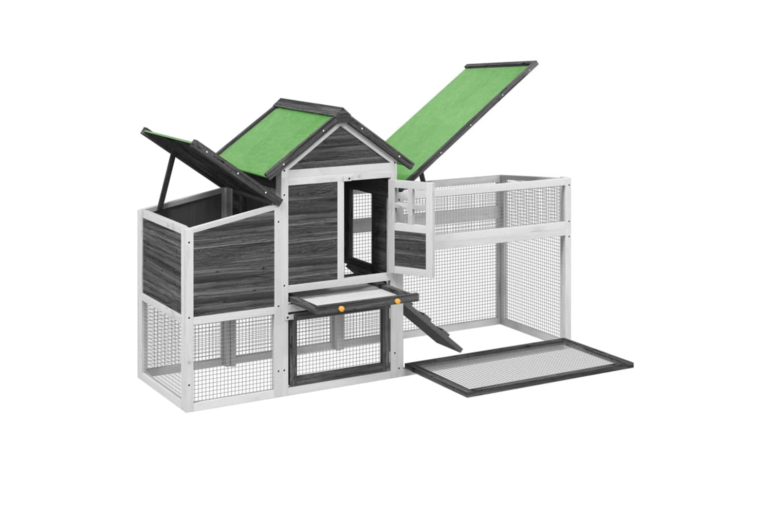 vidaXL 172229 Chicken Coop Grey 186.5x58.5x113cm Solid Wood Pine-4