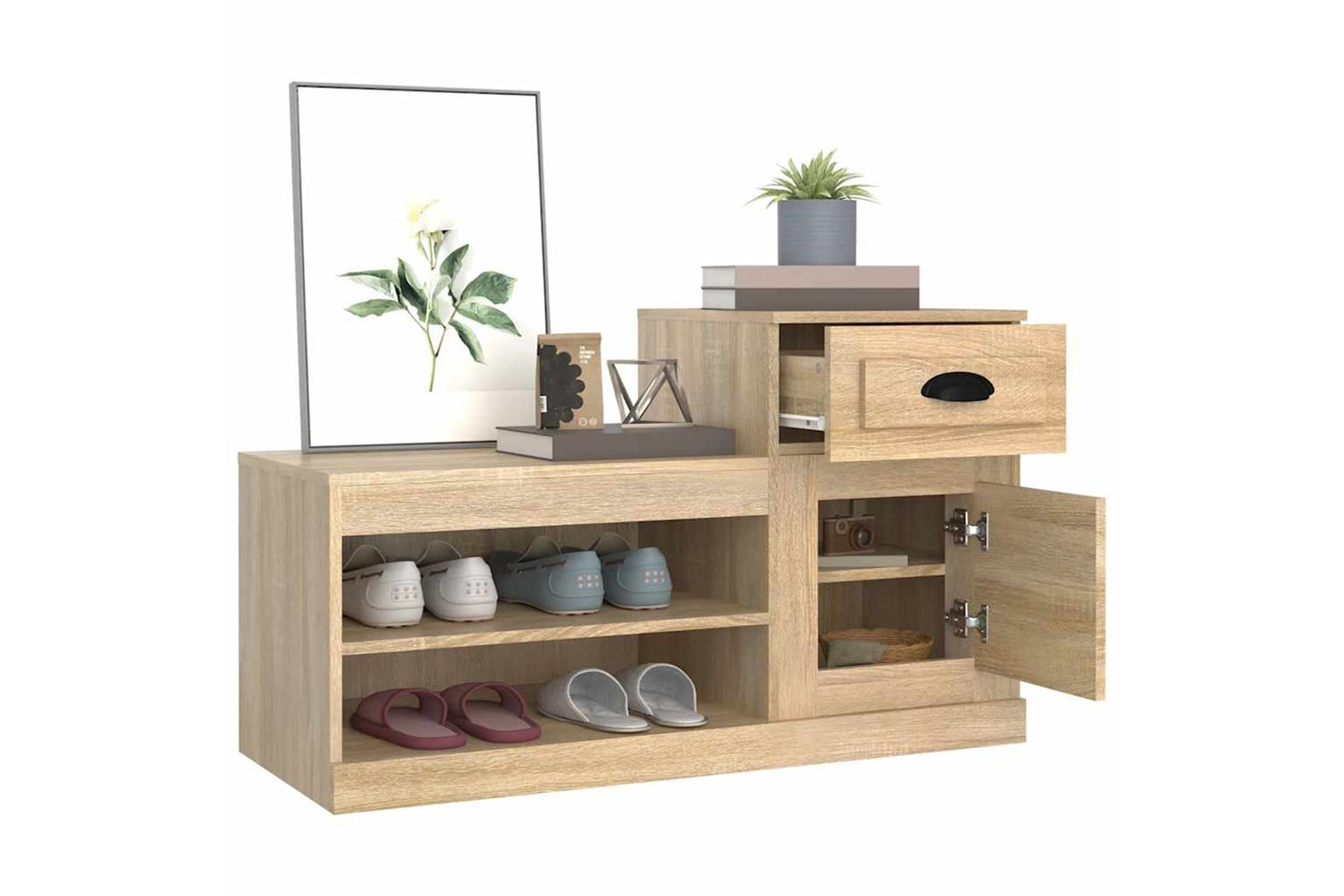vidaXL 816419 Shoe Cabinet Sonoma Oak 100x42x60cm Engineered Wood-4