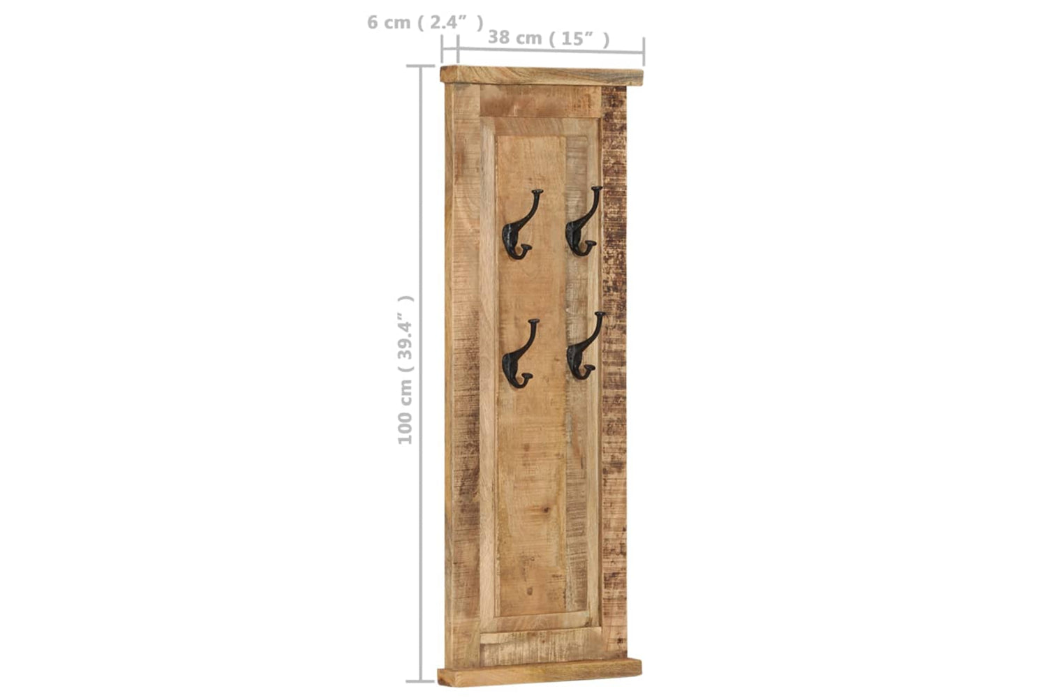 vidaXL 337853 Coat Racks 2 Pcs Solid Wood Mango 38x100cm-9
