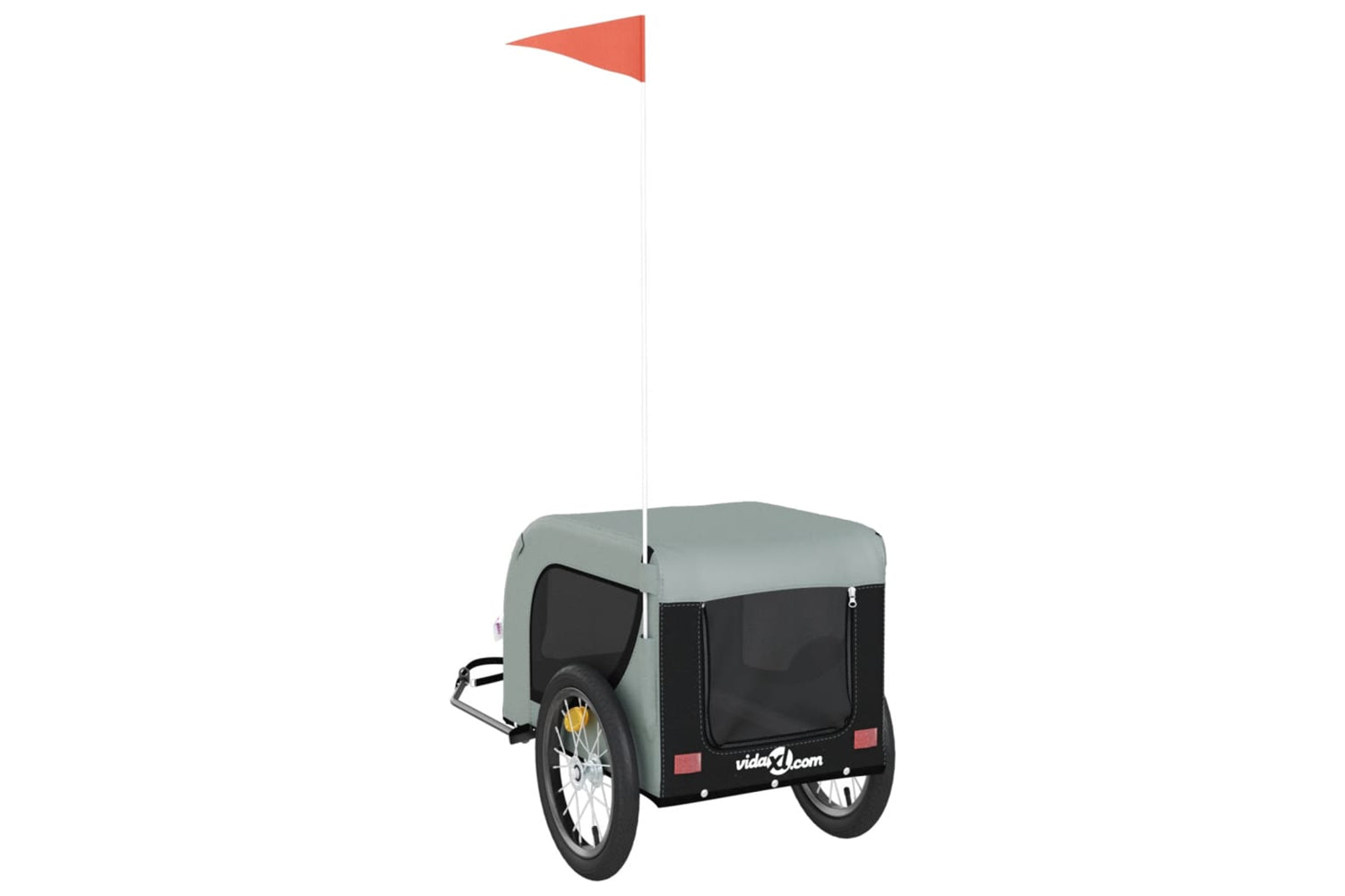 Vidaxl 94000 Pet Bike Trailer Grey And Black Oxford Fabric And Iron-6