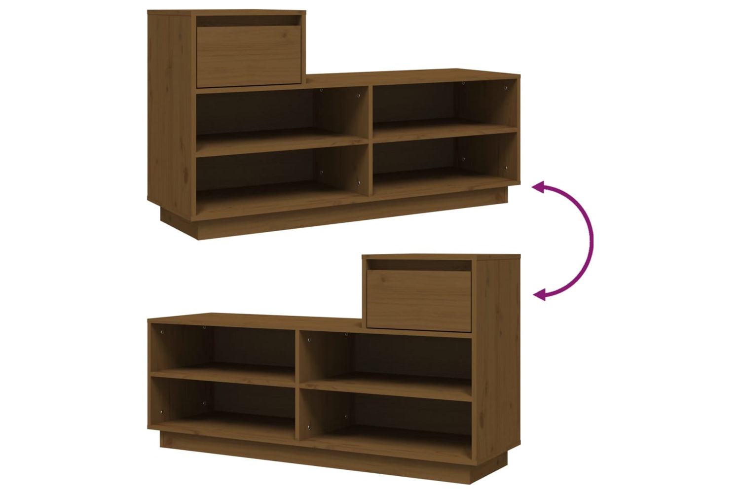 vidaXL 814452 Shoe Cabinet Honey Brown 110x34x61cm Solid Wood Pine-8