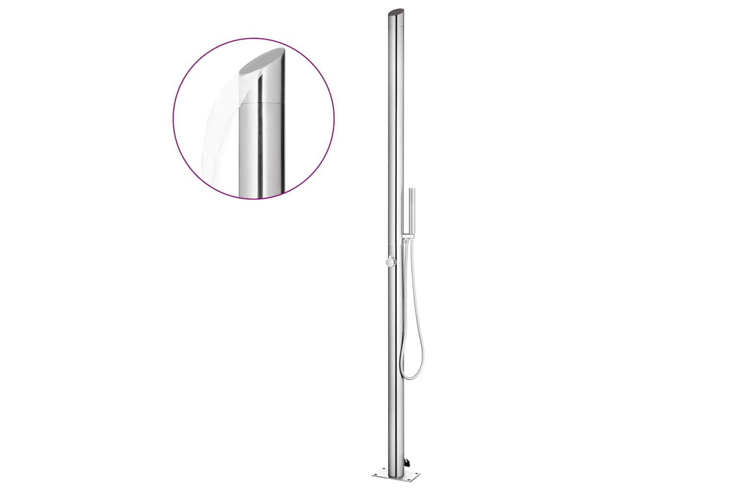 vidaXL 3070790 Garden Shower With Brown Base 225cm Stainless Steel-3