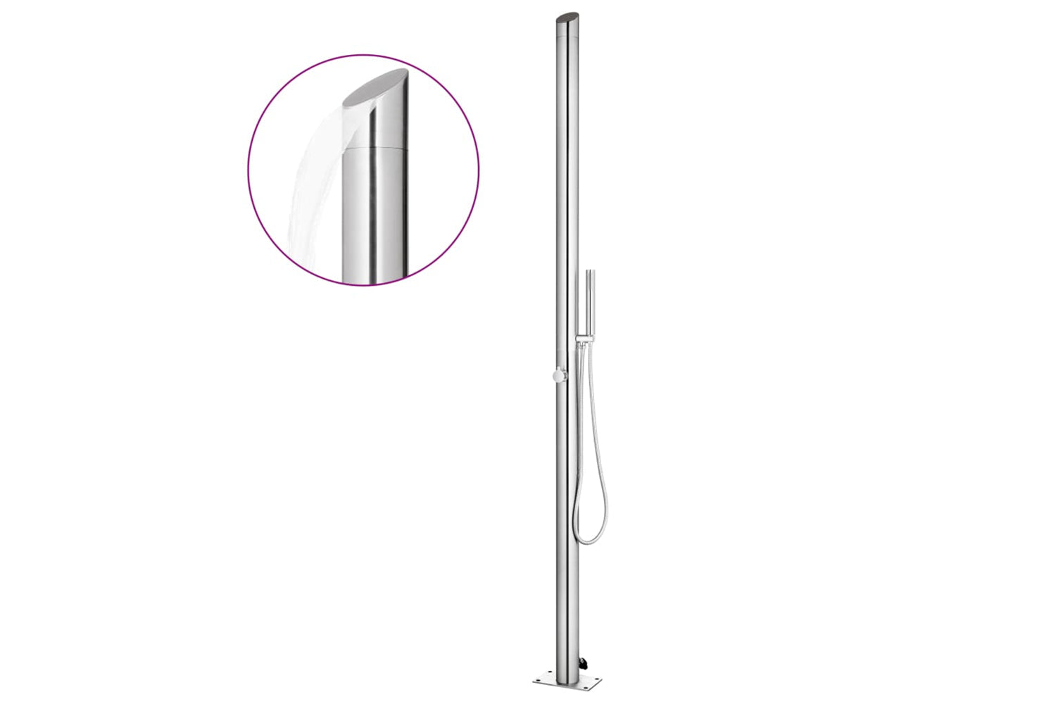 vidaXL 3070780 Garden Shower With Brown Base 225cm Stainless Steel-3
