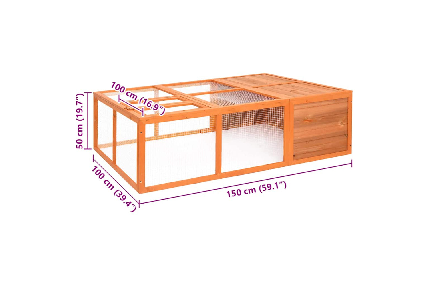 vidaXL 171452 Garden Animal Cage 150x100x50cm Solid Firwood-7