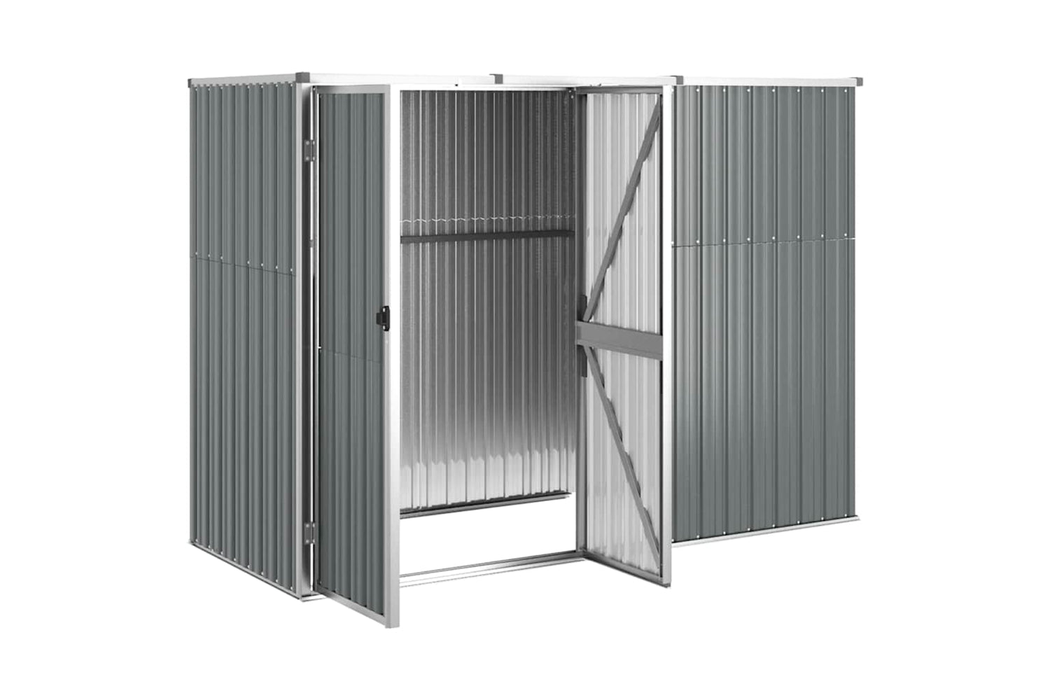 vidaXL 316214 Garden Tool Shed Grey 225x89x161cm Galvanised Steel-2
