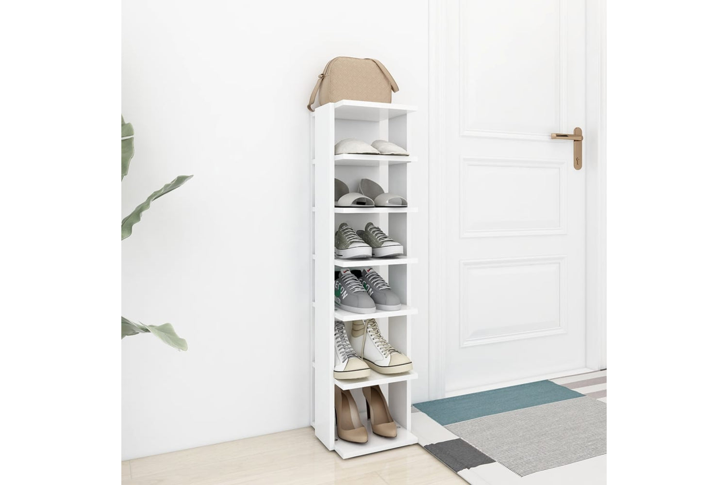 vidaXL 808485 Shoe Cabinet White 27.5x27x102cm Engineered Wood-2