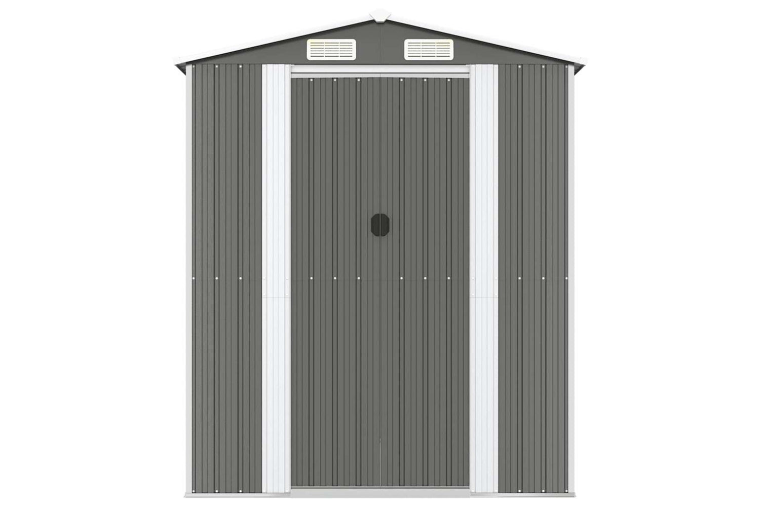 vidaXL 3147441 Garden Shed Light Grey 192x440x223cm Galvanised Steel-2