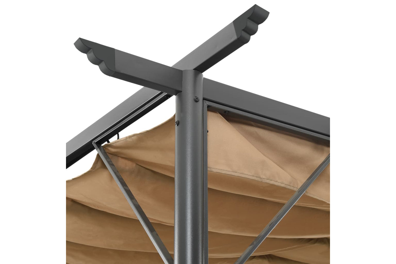 Vidaxl 312227 Pergola With Retractable Roof Taupe 3x3 M Steel 180 G/mâ²-3
