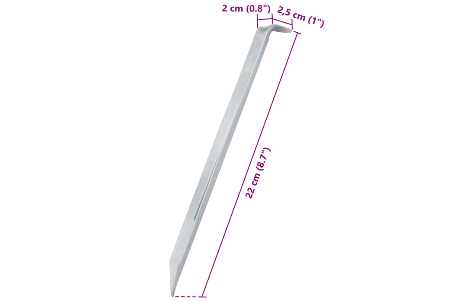 vidaXL 4009337 Tent Pegs 24 Pcs 22cm x 20mm Galvanised Steel-7