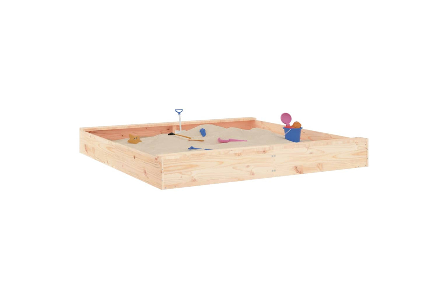 vidaXL 825037 Sandbox With Seats Square Solid Wood Pine-2