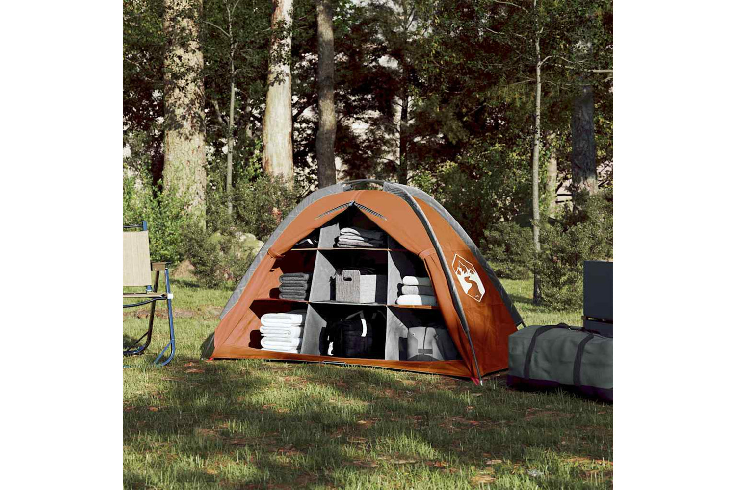 vidaXL 94376 Storage Tent 9 Compartments Grey And Orange Waterproof-2
