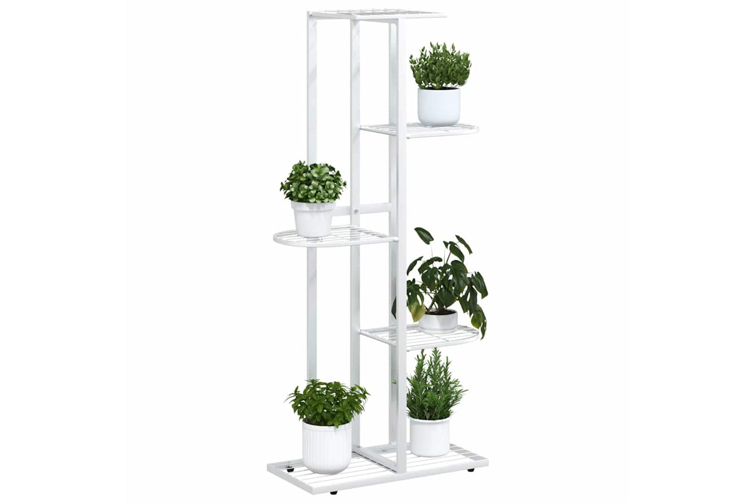 vidaXL 336111 5-floor Flower Stand 43x22x98cm White Metal-3