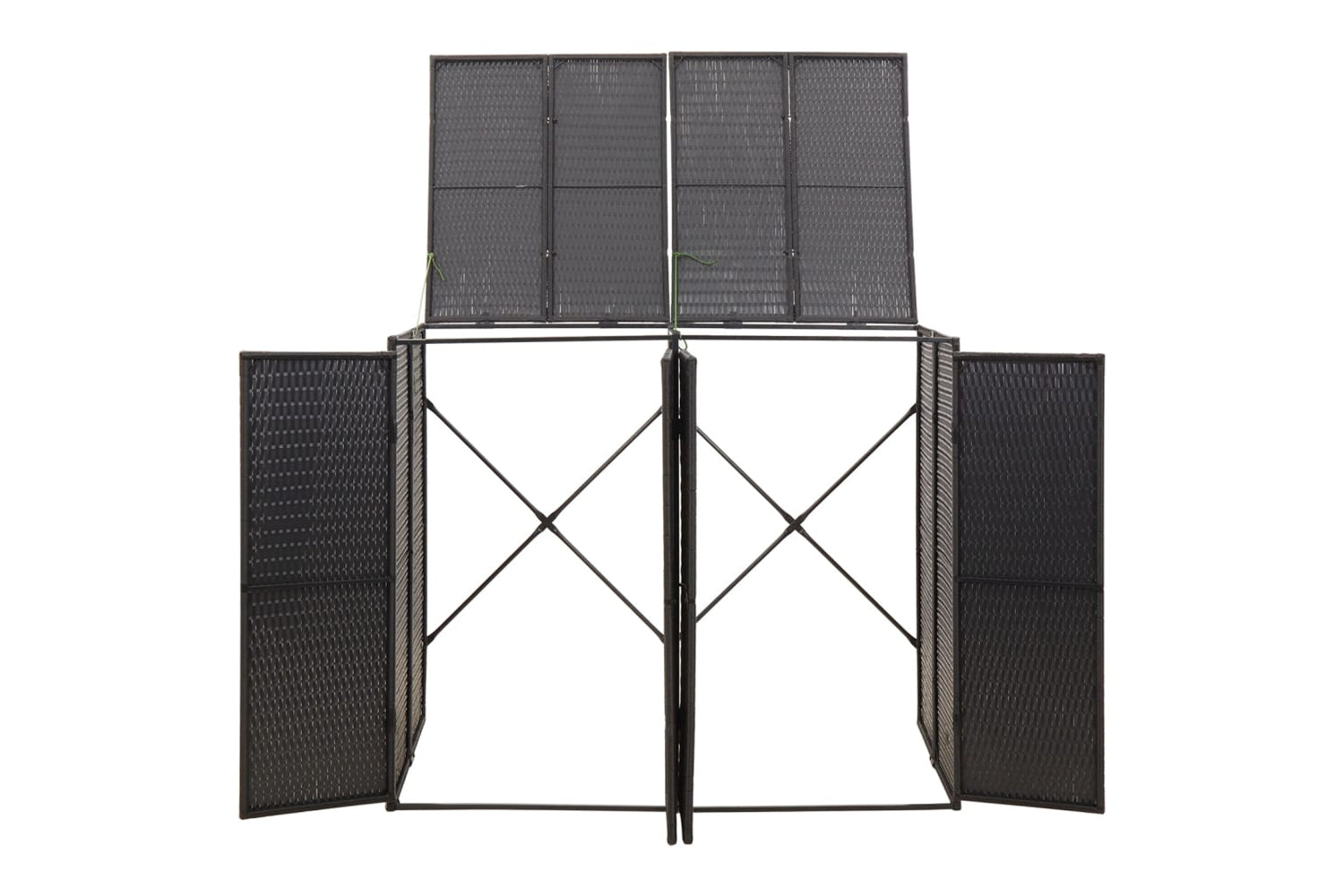 vidaXL 319861 Double Wheelie Bin Shed Black 140x80x117cm Poly Rattan-4