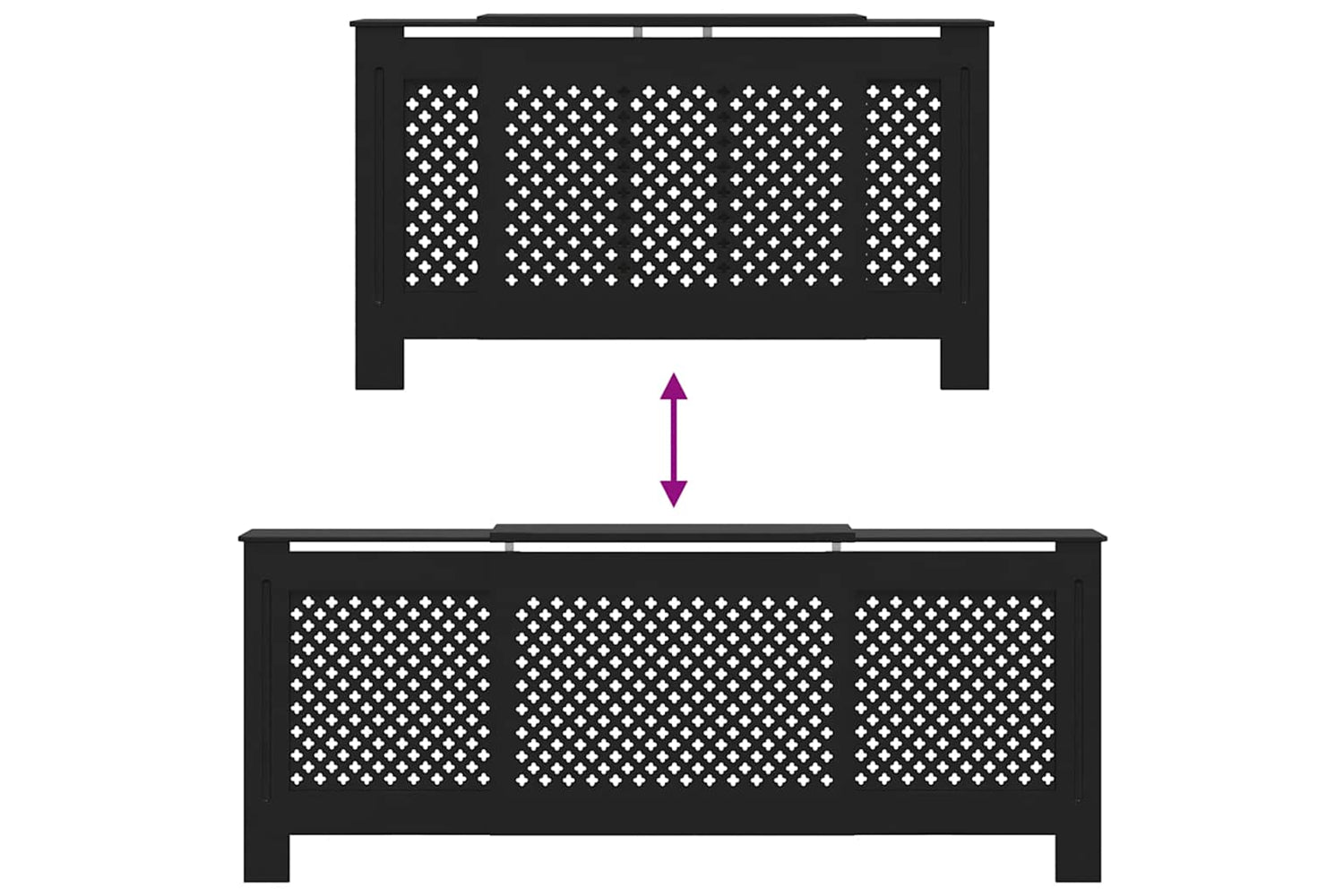 vidaXL Mdf Radiator Cover Black 205cm-6
