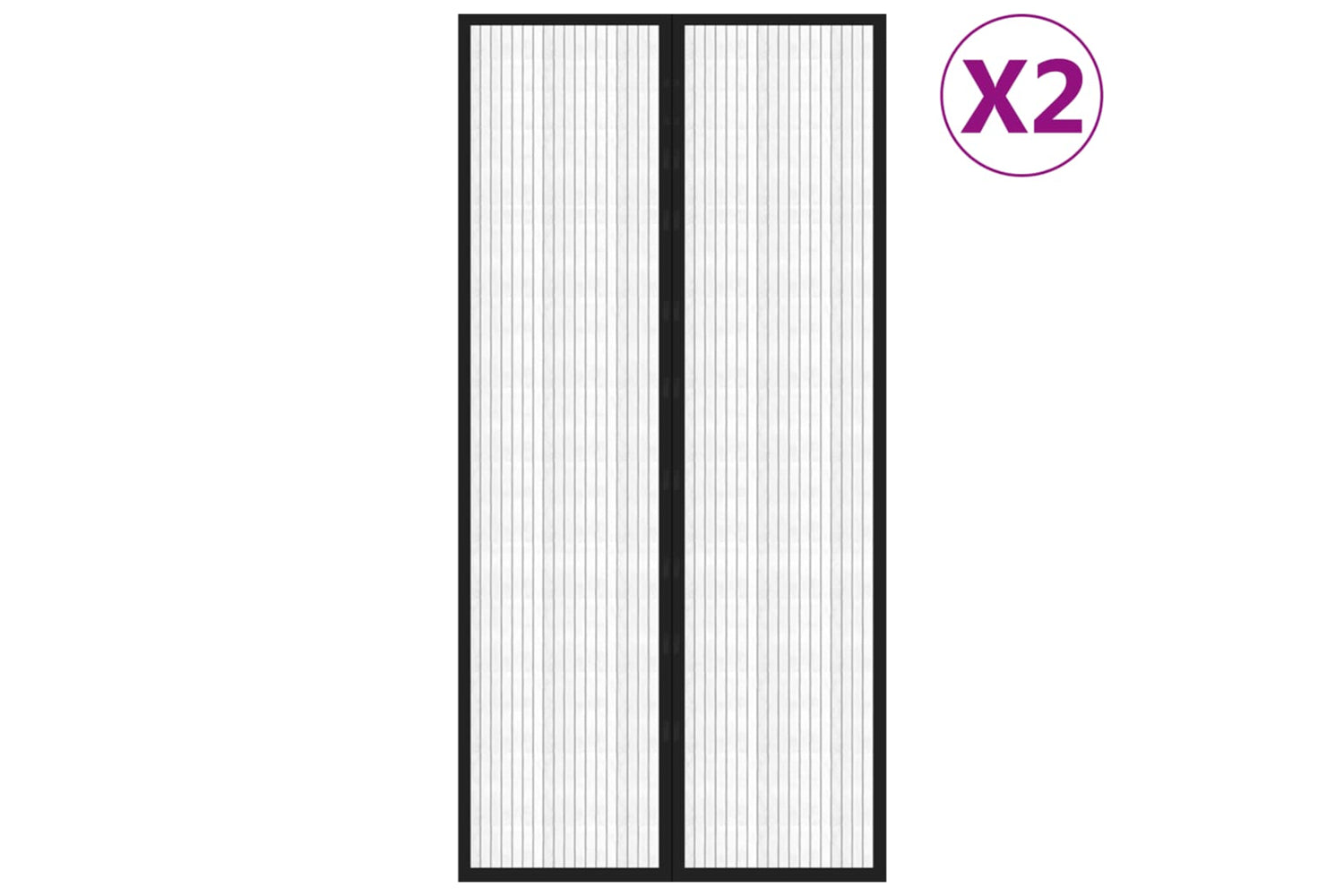 vidaXL 314687 Insect Door Curtains 2 Pcs With Magnet Blocks Black 220x100cm-2