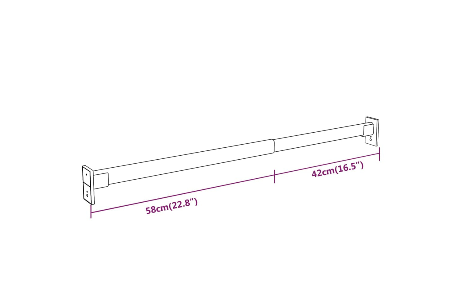 vidaXL 344373 Telescopic Wardrobe Rails 2 Pcs Silver 58-100cm-6