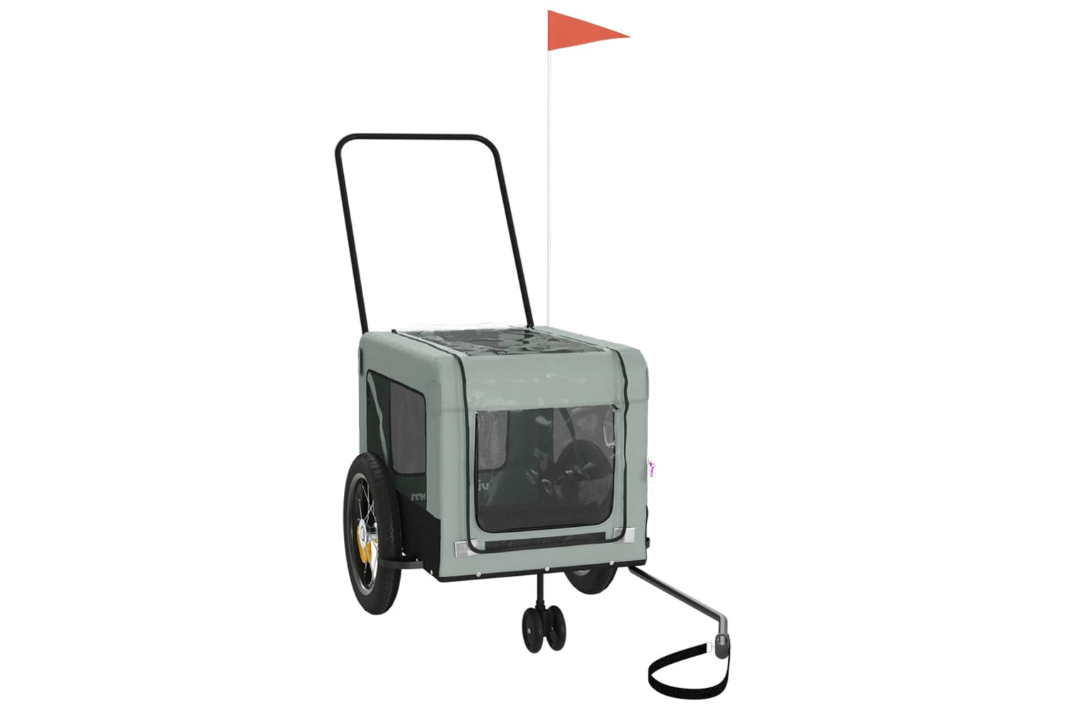 Vidaxl 93944 Pet Bike Trailer Grey And Black Oxford Fabric And Iron-2