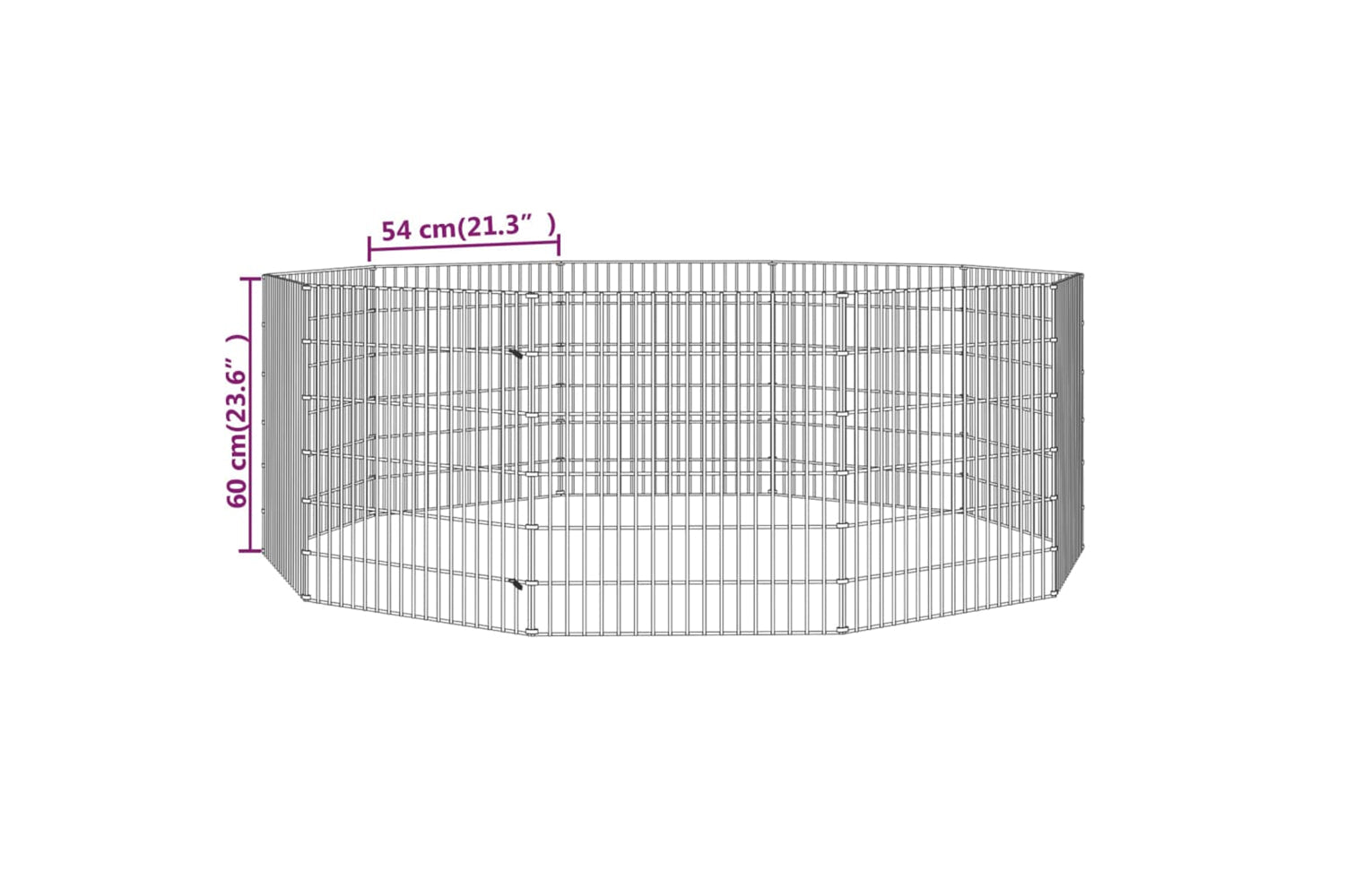 Vidaxl Free Range Animal Enclosure 10-panel 54x60 Cm Galvanised Iron-7