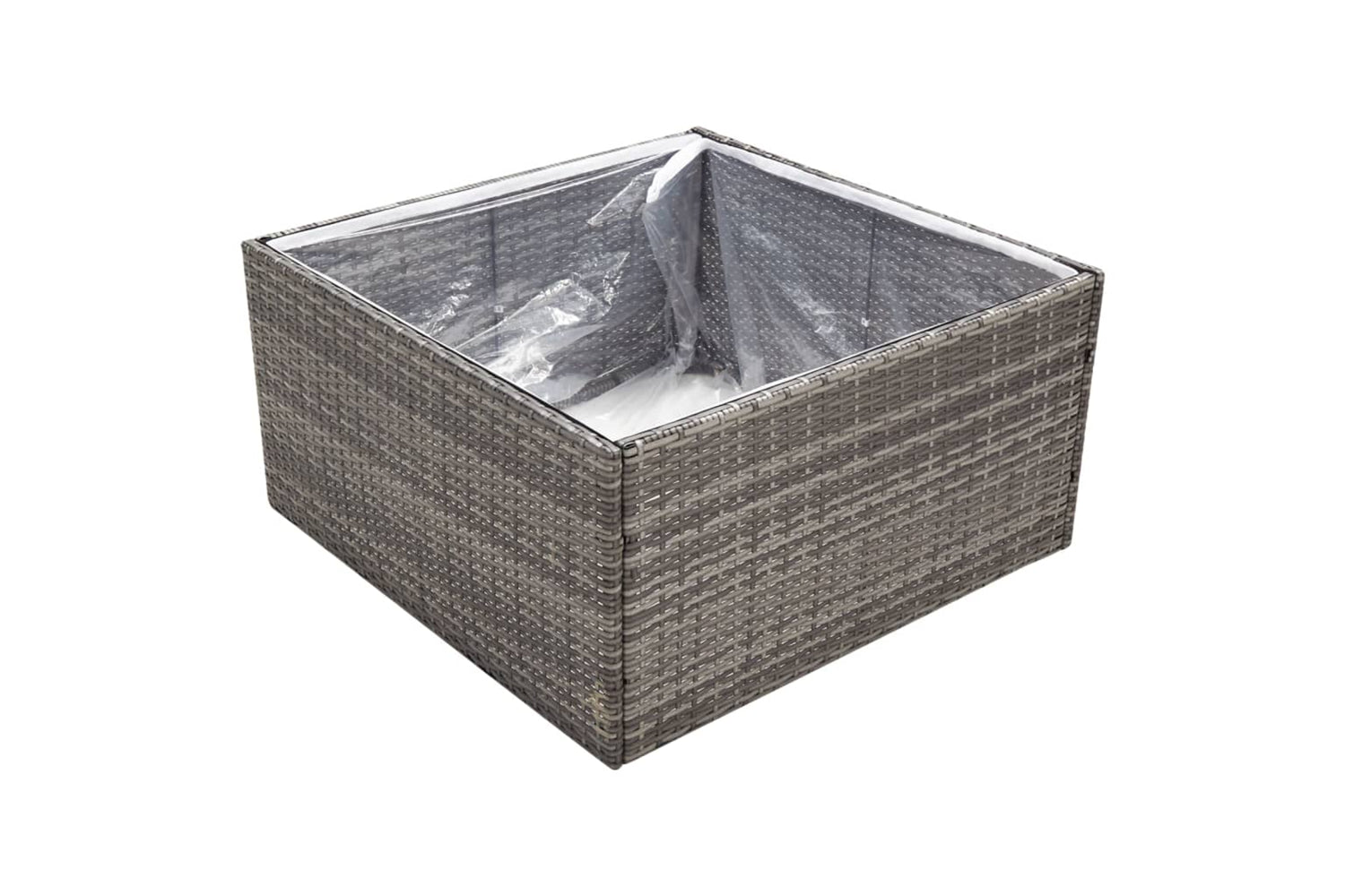 vidaXL 319175 Garden Planter Grey 80x80x40cm Poly Rattan-2