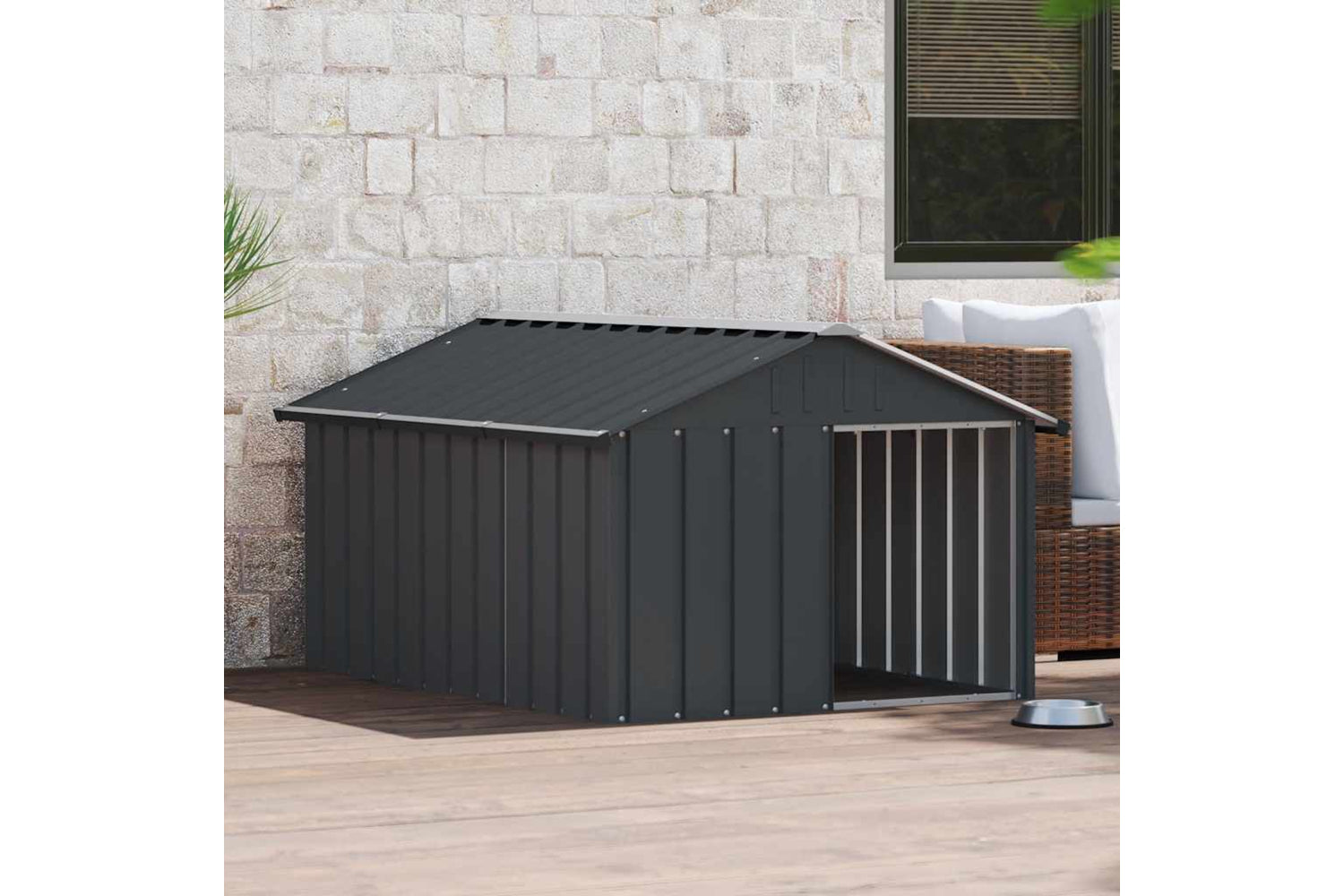 vidaXL 171541 Dog House Anthracite 116.5x153x81.5cm Galvanised Steel-2