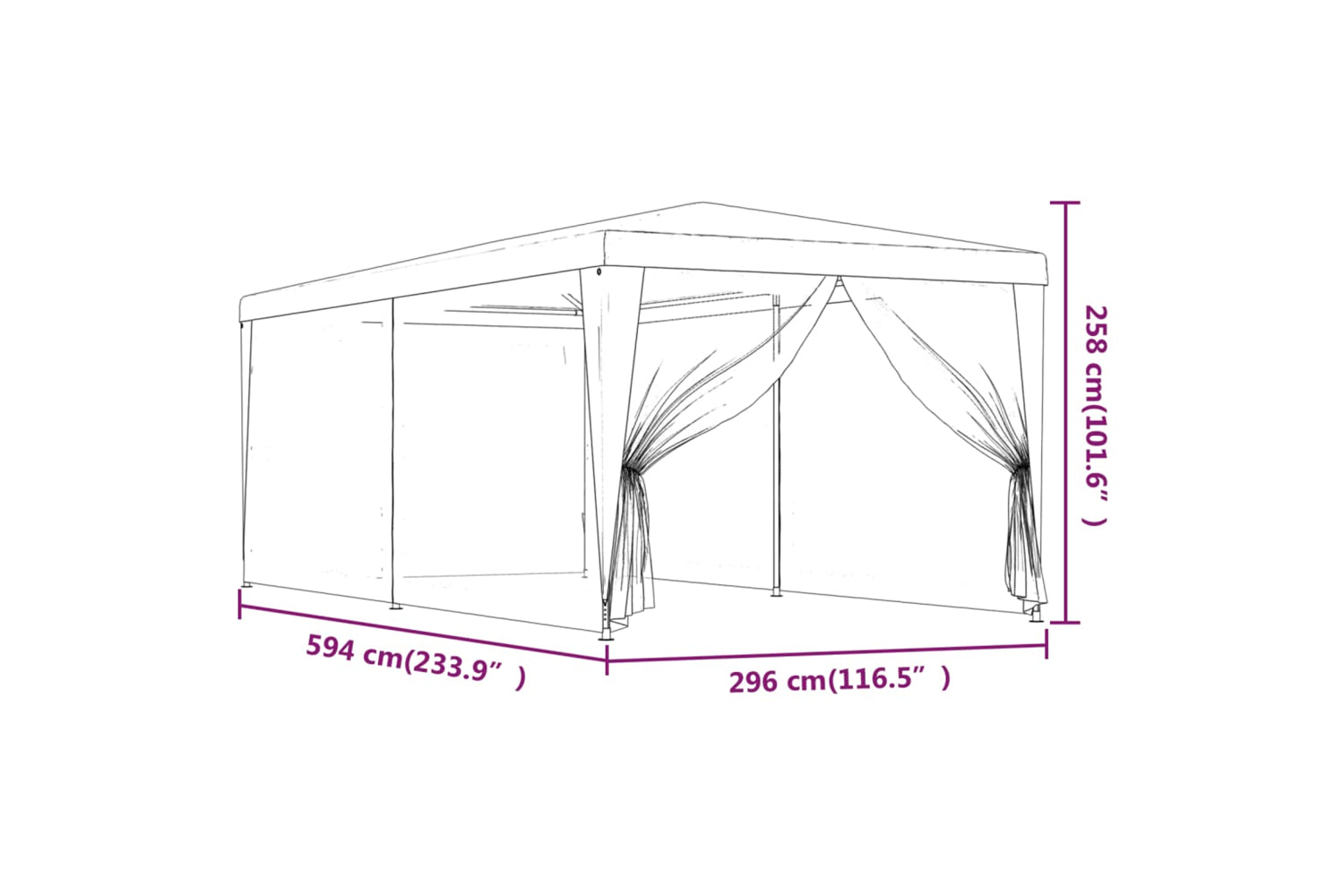 Vidaxl 319237 Party Tent With 6 Mesh Sidewalls Blue 3x6 M Hdpe-6