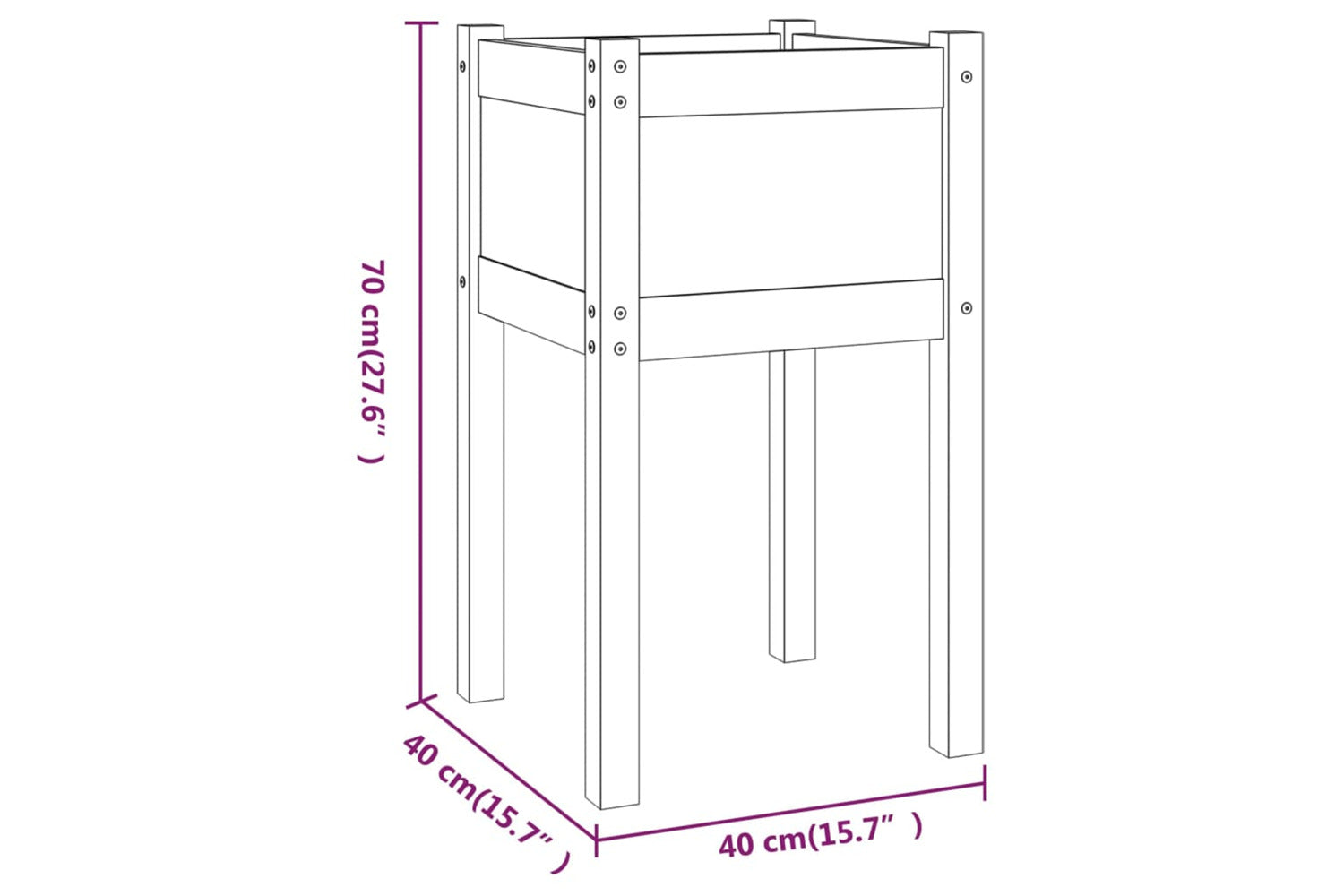 vidaXL 810789 Garden Planter 40x40x70cm Solid Pinewood-6