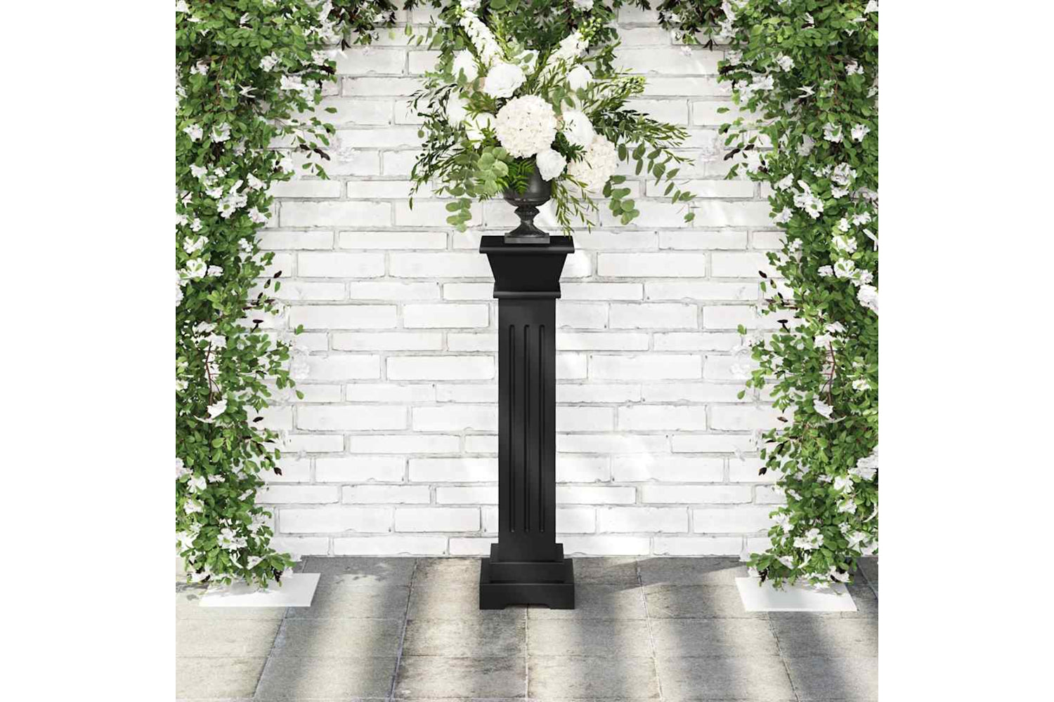vidaXL 323970 Classic Square Pillar Plant Stand Black 17x17x66cm Mdf-2