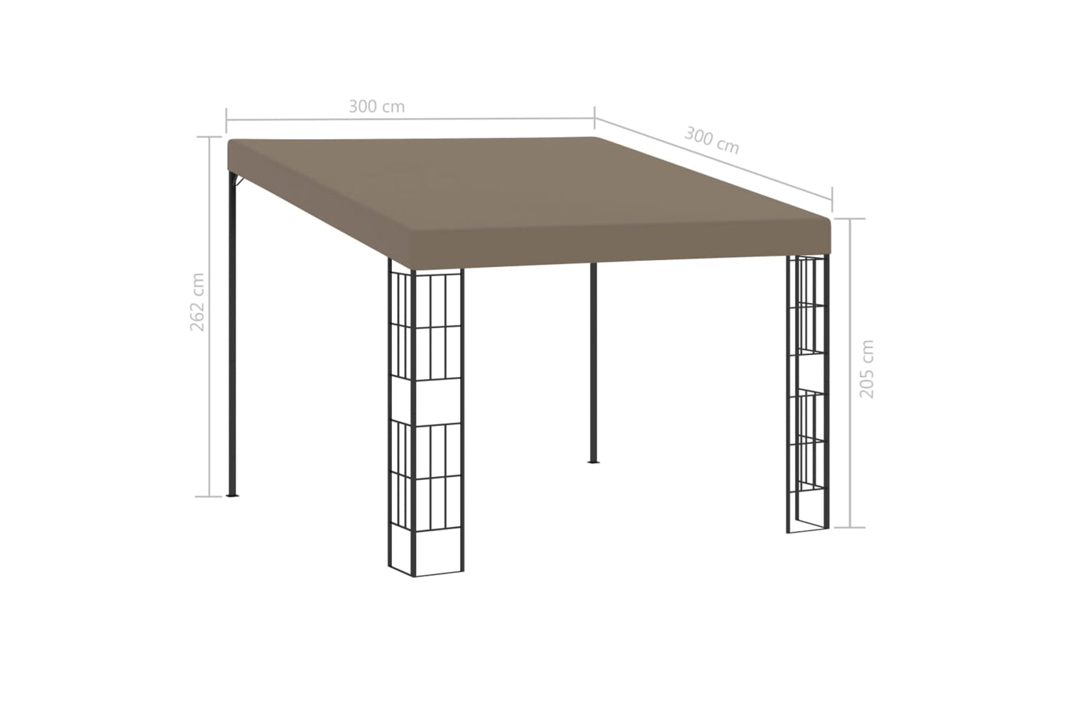 Vidaxl 312260 Wall-mounted Gazebo 3x3 M Taupe Fabric-6