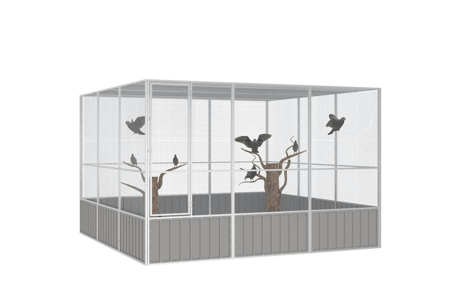 Vidaxl Bird Cage Grey 302.5x324.5x211.5 Cm Galvanised Steel-2