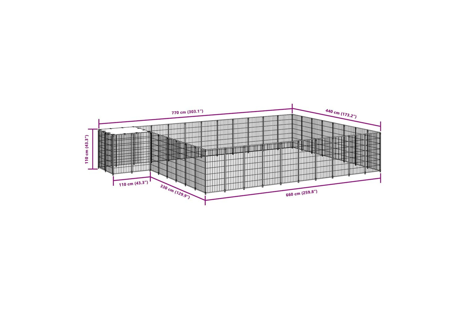 Vidaxl 3082230 Dog Kennel Black 30.25 M2 Steel-6