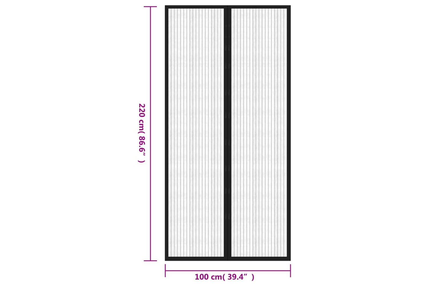 vidaXL 314687 Insect Door Curtains 2 Pcs With Magnet Blocks Black 220x100cm-8