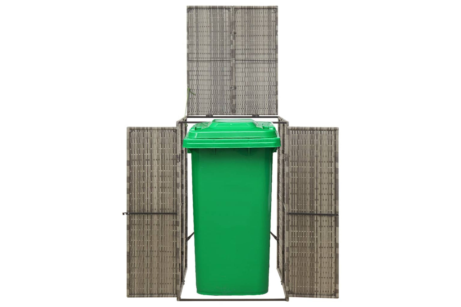 vidaXL 319864 Single Wheelie Bin Shed Grey 70x80x117cm Poly Rattan-2